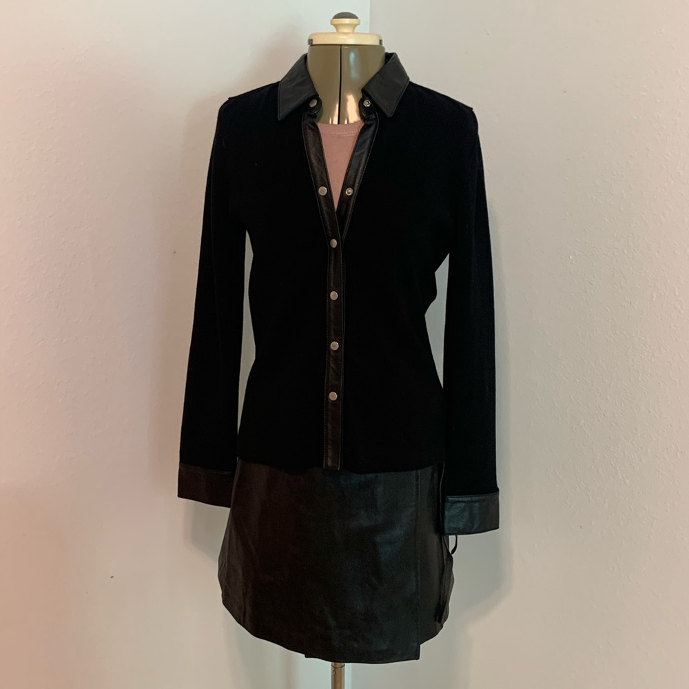 Cable and Gauge Shirt Leather Jacket Black Size M